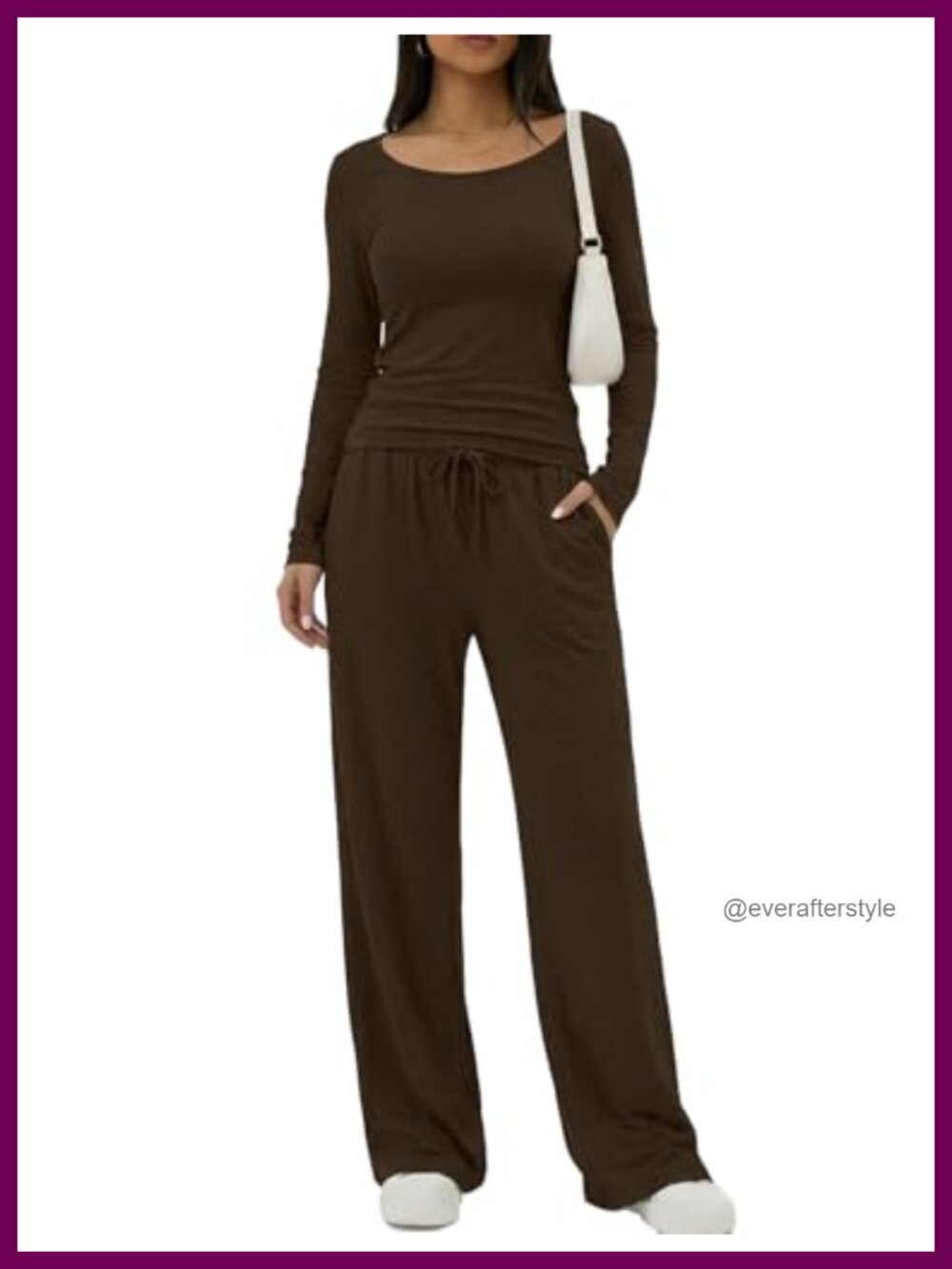 Women's 2 Piece Lounge Set Wide Leg Pants Scoop Neck Top with Pockets Travel Set